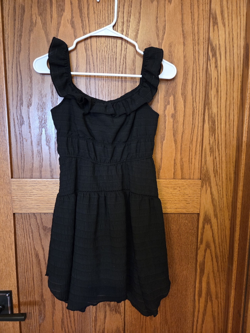 wild fable Black Ruffle-Strap Casual Dress